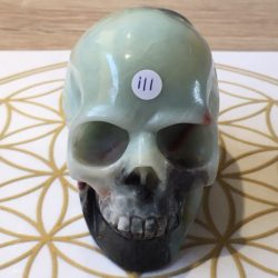 Amazoniet Toermalijn Skull 2 - Groene Tara Connectie = 7.5x4.8x6 cm