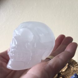 Seleniet wit Alien Skull 30 - Met Wit Zilver-Gouden Moeder Maria frequentie