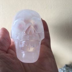 Seleniet wit Alien Skull 33 - Met Wit Zilver-Gouden Moeder Maria frequentie