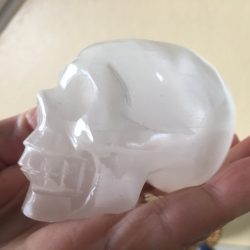 Seleniet wit Alien Skull 21 - Met Wit Zilver-Gouden Moeder Maria frequentie