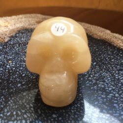 Calciet Lichtgele Skull 7: Bevat Gouden Inca Tijdscodes = 5 x 3.5 x 3 cm