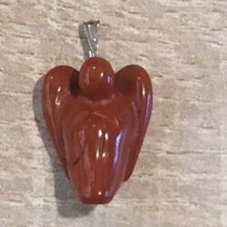 Rode Jaspis Hanger - MINI Engel: 1.5x2.2 cm (bxh)