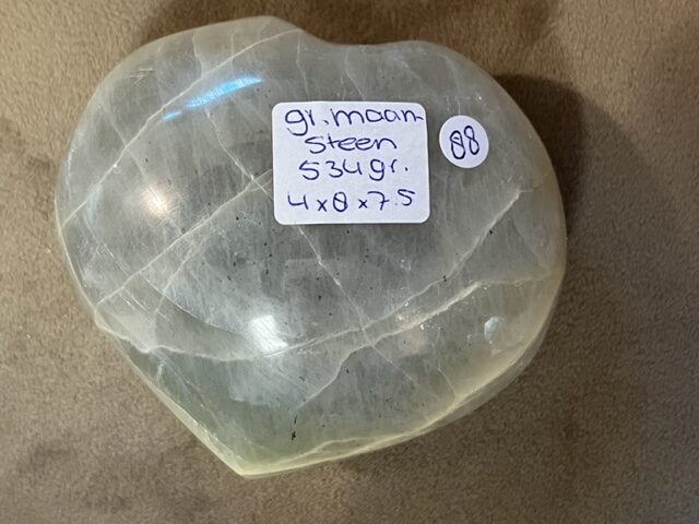 Maansteen Groen HART: 4x8x7.5 cm (dxbxl) - 534 gr - geïnitieerd door Groene Tara - Afbeelding 2