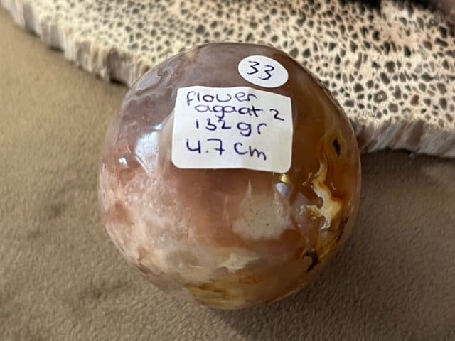 Agaat Bol 2 - Flower - Bloem - Kersenbloesem: ±4.7 cm - 132 - MADAGASKAR - Afbeelding 2