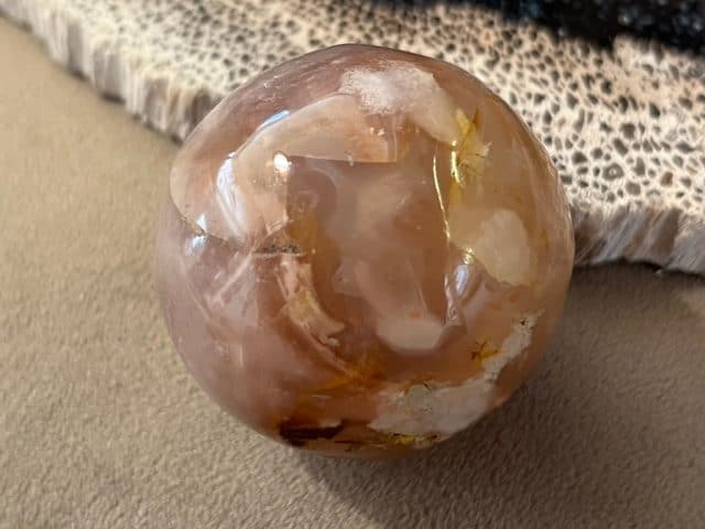 Agaat Bol 2 - Flower - Bloem - Kersenbloesem: ±4.7 cm - 132 - MADAGASKAR