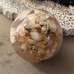 Agaat Bol 3 - Flower - Bloem - Kersenbloesem: ±4 cm - 122 gr - MADAGASKAR