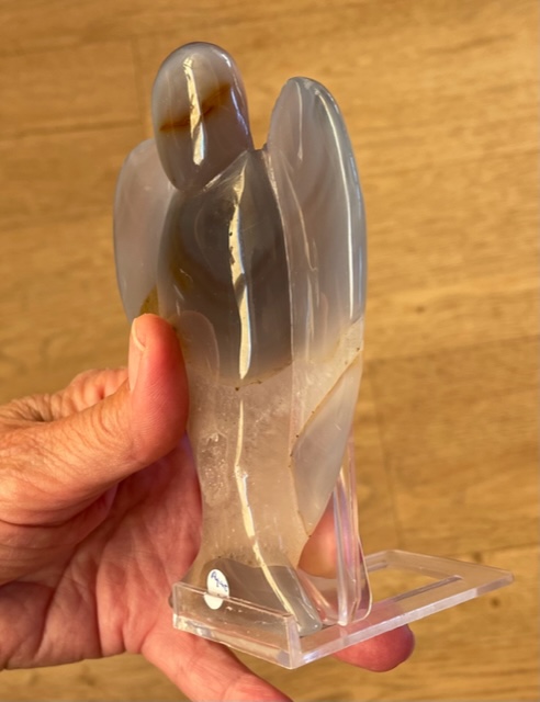 Agaat Engel Geode: 12,2 x 9 x 1,7 cm - inclusief standaard - Afbeelding 5