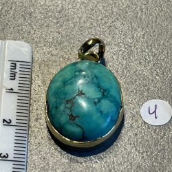 TURKOOIS HANGER 4 (V.S.) - met Gouden opleg: Ingewijd als LEMURIA MOEDERGODIN HATHOR hanger