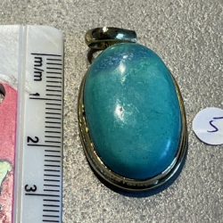 TURKOOIS HANGER 5 (V.S.) - met Gouden opleg: Ingewijd als LEMURIA MOEDERGODIN HATHOR hanger