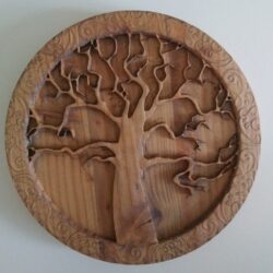 TREE OF LIFE - LEMURIA STAMBOOM BORD - VERBINDING nr 9 - Douglas Spar Hout Ø 26 cm en 28 mm dik