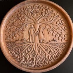 TREE OF LIFE - LEMURIA STAMBOOM BORD - EENHEID nr 1 - BEUKENHOUT Ø 26 cm en 17 mm dik