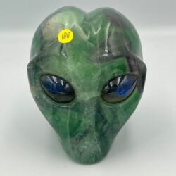 Fluoriet Alien met Labradoriet ogen 3: 8 x 6,5 x 7,5 cm - 639 gram
