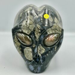 Que Sera / Vulkaniet Alien met Labradoriet ogen L1: 10,5 x 8,5 x 10 cm - 1294 gram