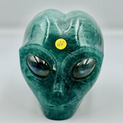 Rutielkwarts Alien Skull met Labradoriet ogen nr 3: Starbeing van Lyra 8 x 6,5 x 7 cm (lxbrxh) - 520 gram